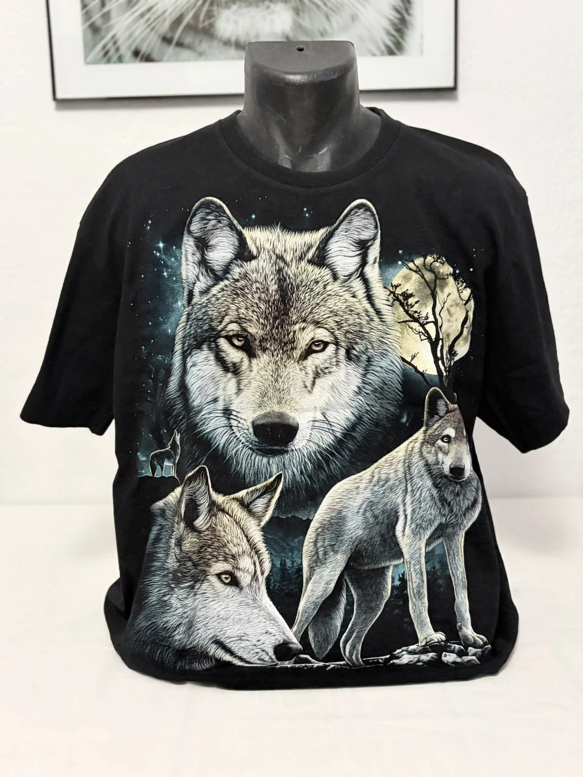 Men's black The Roxx full moon wolves short sleeve t-shirt 100% cotton XL – photo 2